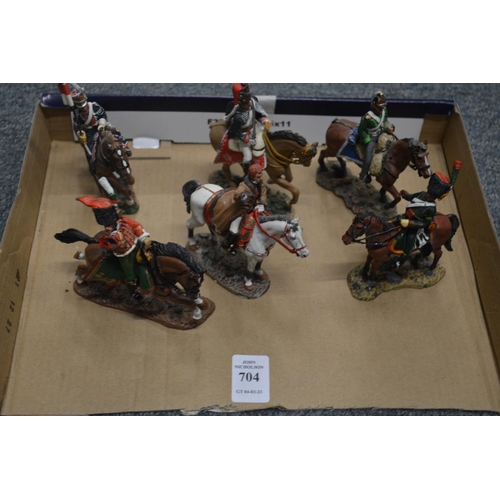 704 - Six various Del Prado soldiers, on horseback, 3.5