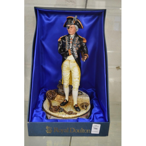 706 - Royal Doulton figure of Vice Admiral Lord Nelson no: HN3489, no 250 of 950, standing on a base with ... 