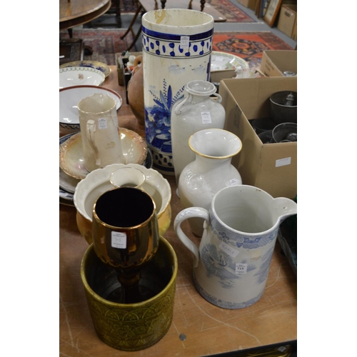 715 - Miscellaneous china to include jugs, vases, stick stand etc.