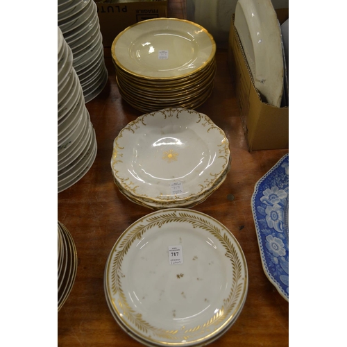 717 - Various sets of gilt decorated plates.