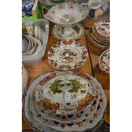 744 - A quantity of Masons and other ironstone plates, dishes etc.