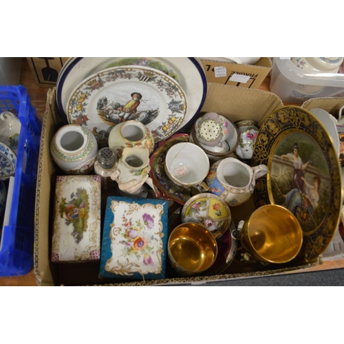 746 - Decorative porcelain to include box and cover, cabinet plate etc.