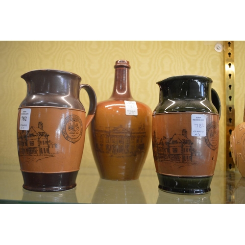 782 - Two Royal Doulton glazed pottery jugs commemorating the Railwaymen's Convalescent Home together with... 