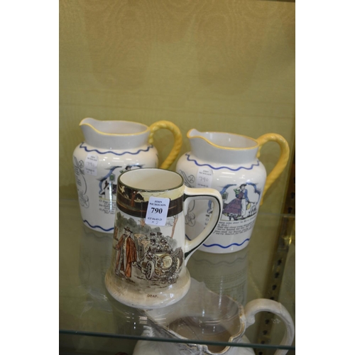 790 - A Doulton tankard and a pair of Doulton sea shanty jugs.