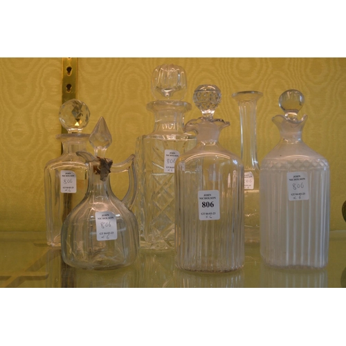 806 - Various decanters.