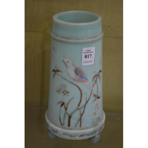 817 - An enamel decorated opaque glass vase.