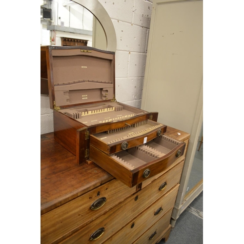 831 - An Edwardian inlaid mahogany two drawer cutlery canteen.