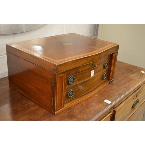 831 - An Edwardian inlaid mahogany two drawer cutlery canteen.