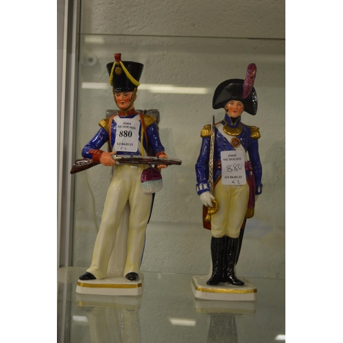 880 - A pair of porcelain model soldiers.