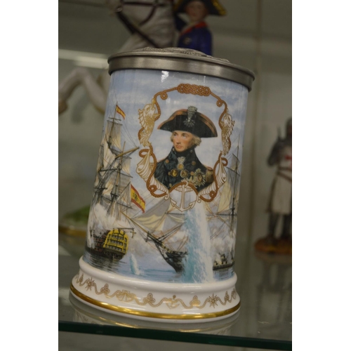 881 - A Royal Worcester tankard depicting Nelson's victory at Trafalgar.