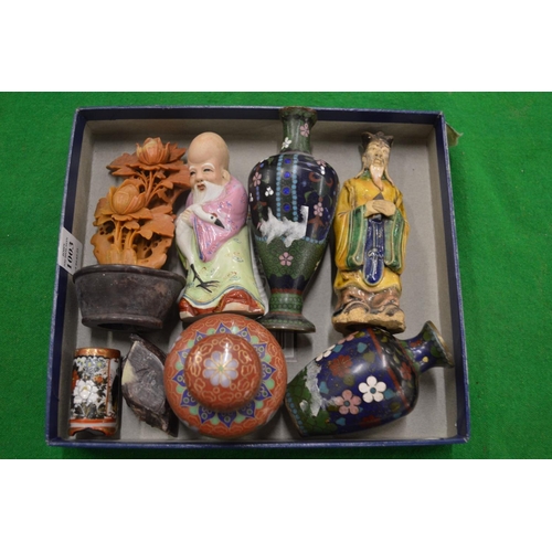 1003 - Various Oriental works of art to include small cloisonne vases.