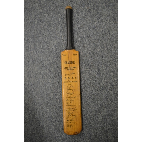 903 - A Len Hutton autograph miniature cricket bat with facsimile signatures for the MCC team 1948-49.