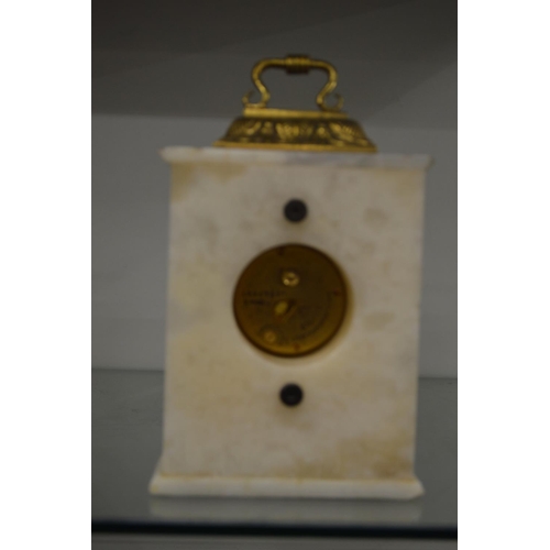 987 - A good Swiss alabaster and malachite small mantel clock.