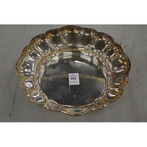 995 - A good modern silver lobed dish.