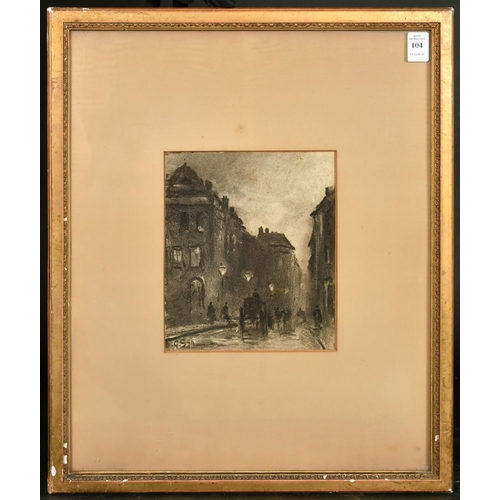 104 - George Sheffield (1839-1892), British, a study of a street scene with a carriage, charcoal, signed w... 