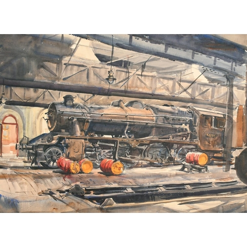 105 - Ralph Hartley (1926-1988) British, 'Steam Engine', watercolour, signed, label verso, 21.5