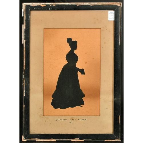 106 - A collection of five early 19th century silhouettes, relating to the Egerton family, the largest 14