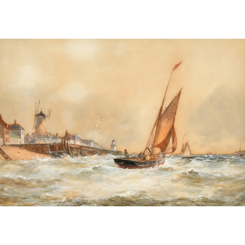 113 - Robert Malcolm-Lloyd (1859-1907) British, sailboats passing a headland, watercolour, signed and date... 