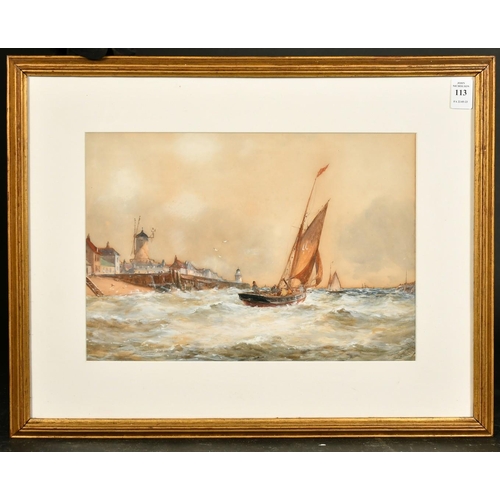 113 - Robert Malcolm-Lloyd (1859-1907) British, sailboats passing a headland, watercolour, signed and date... 