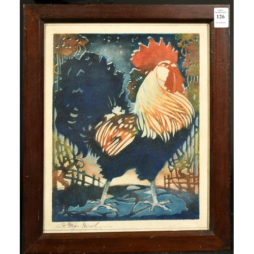 126 - H. MacNicol (20th Century), a watercolour study of a cockerel, signed in pencil, 12