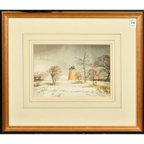 128 - Cavendish Morton (1911-2015) British, 'Bembridge Windmill in Winter', watercolour, signed, 7