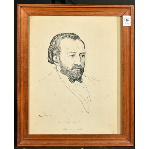 129 - Powys Arthur Evans (1899-1901), a study of Sir Henry Wood, ink, signed, 13.5