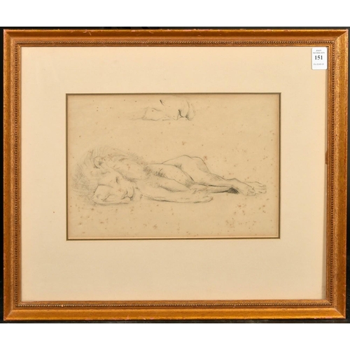 151 - Late 18th / Early 19th Century School, a pencil study of a sleeping lion, 8