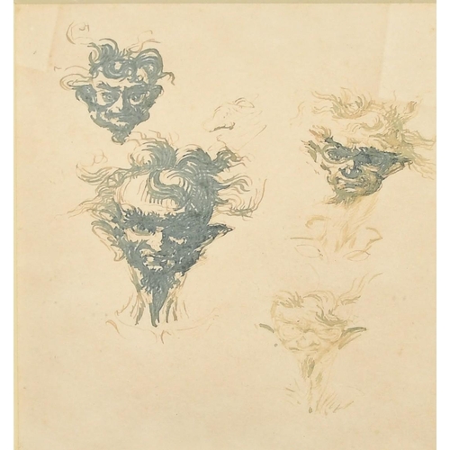 154 - Walter Thomas Monnington (1903-1976), four head studies on a single sheet, ink, 6.25