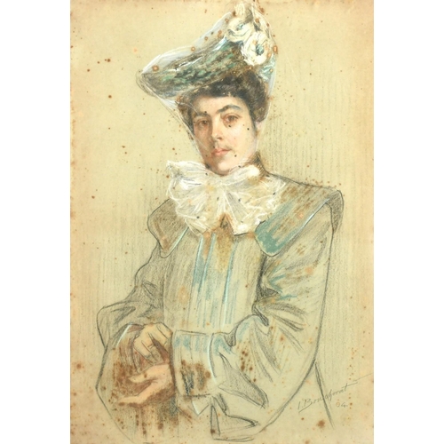 157 - Isis Boucherat, Circa 1904, a pastel study of an elegant lady, signed and dated, 21