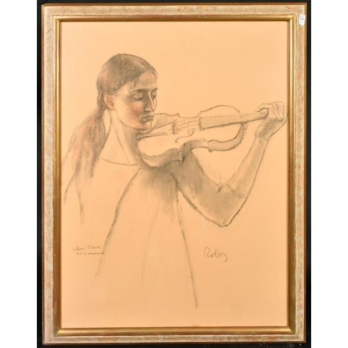 170 - Zsuzsi Roboz (1929-2012) Hungarian, a study of the violinist Viktoria Mullova during rehearsal, past... 