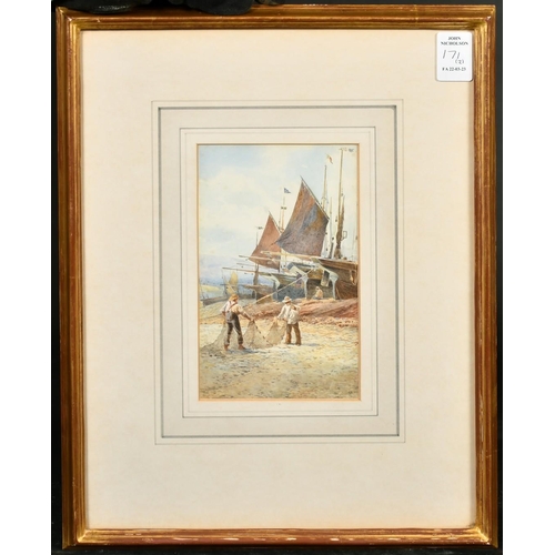 171 - Attributed to Charles Robertson (1844-1891) British, a pair of watercolour scenes of fishermen tendi... 