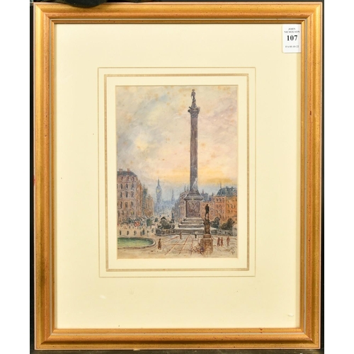 192 - A.R. Collis, Circa 1895, a view of Nelson's Column, watercolour, signed with initials, 7.5