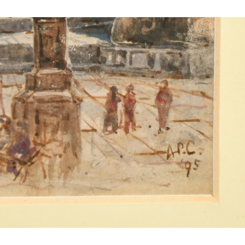 192 - A.R. Collis, Circa 1895, a view of Nelson's Column, watercolour, signed with initials, 7.5