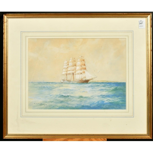 197 - William Minshall Birchall (1884-1941) British, 'An Old Time Clipper', watercolour, signed, inscribed... 