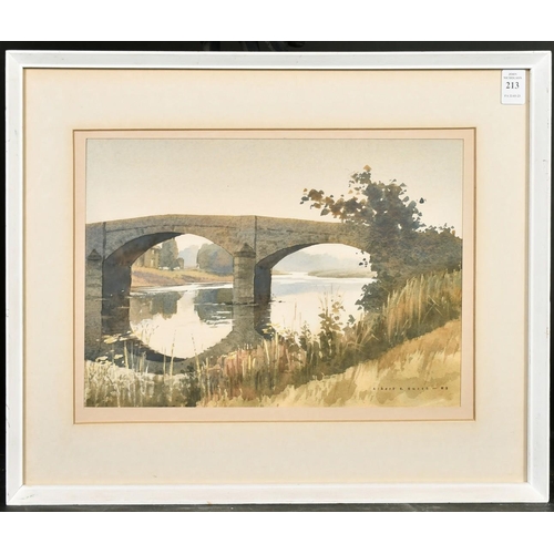 213 - Albert E. Hurst, 'Ribchester Bridge', watercolour, signed and dated '83, Blackburn Artists Society l... 