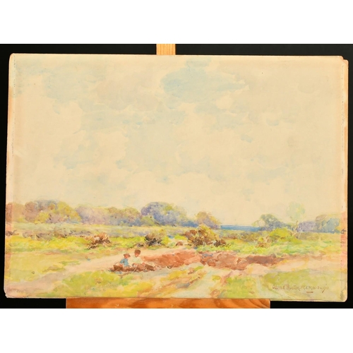 224 - Adam Ernest Proctor (20th Century), Figures resting on a heathland, watercolour, signed and dated 19... 