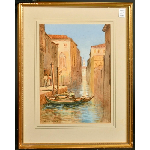 238 - R. Honore Smythe, a pair of Venetian views, canal scenes with figures in gondolas, watercolour, both... 