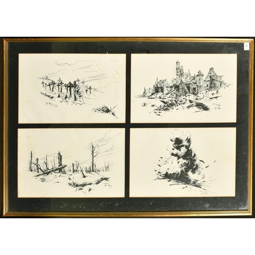 24 - A collection of four World War One prints after Reni Mel, mounted in a common frame, each 11