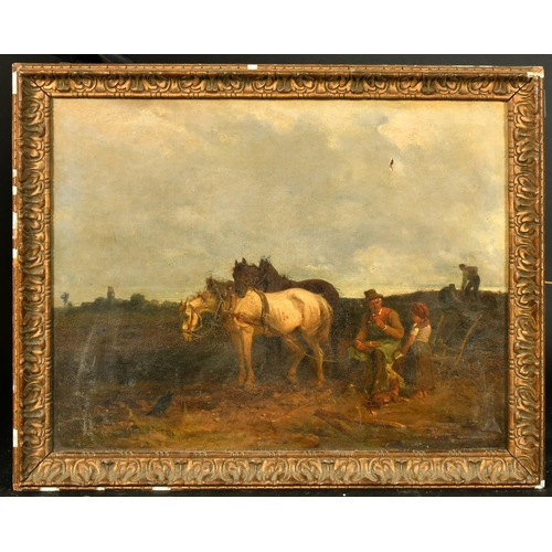 278 - Seybold, 19th Century, figures and horses on open heathland, oil on canvas, signed and dated 1866, 1... 