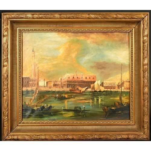 290 - R. Hussent (20th Century), a view of the Doge's Palace, Venice, oil on canvas, signed, 19.5