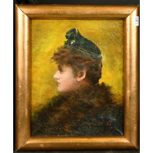 326 - French School, Circa 1890, a head and shoulders study of an elegant lady in profile possibly Sarah B... 