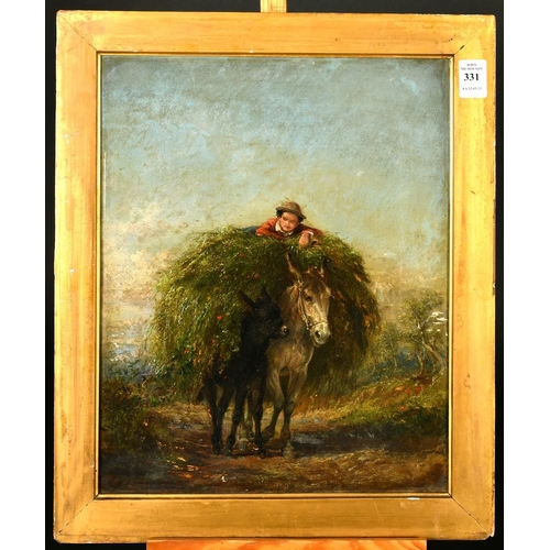 331 - Charles Henry Poingdestre (1825-1905), a young boy atop a bundle of foliage being carried by two don... 