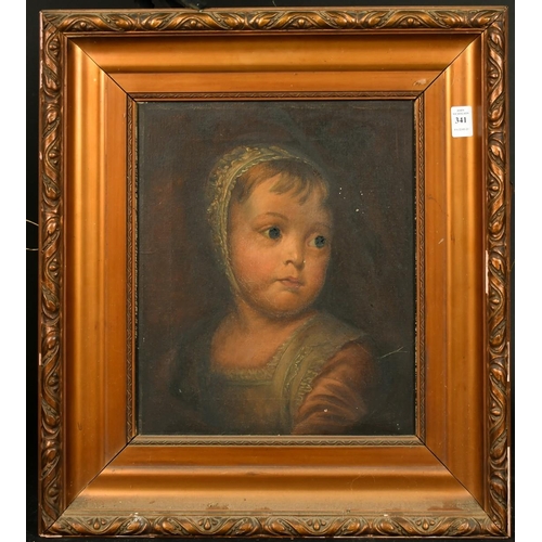 341 - 19th Century English School, a head study of a child, oil on canvas, 14