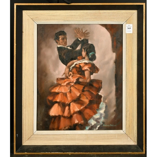 369 - Gudrun Sibbons (b.1925) German, Spanish Dancers, oil on board, signed, 14.75