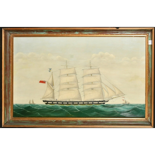 437 - 19th/20th Century, a view of a clipper in profile, oil on canvas, indistinctly inscribed, 24