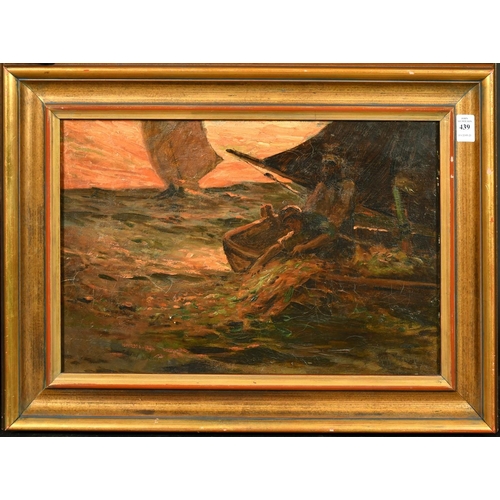 439 - Kirkpatrick (19th/20th Century), figures hauling nets at dusk, oil on canvas, signed, 12