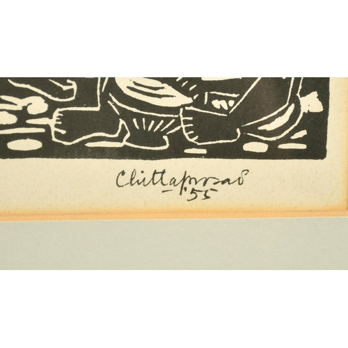 53 - Chittoprasad Bhattacharya (1915-1978) Indian, 'Dance', woodblock print, signed inscribed and dated 5... 