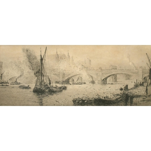 6 - William Lionel Wyllie (1851-1931) British, 'Southwark Bridge', etching, signed in pencil, plate size... 