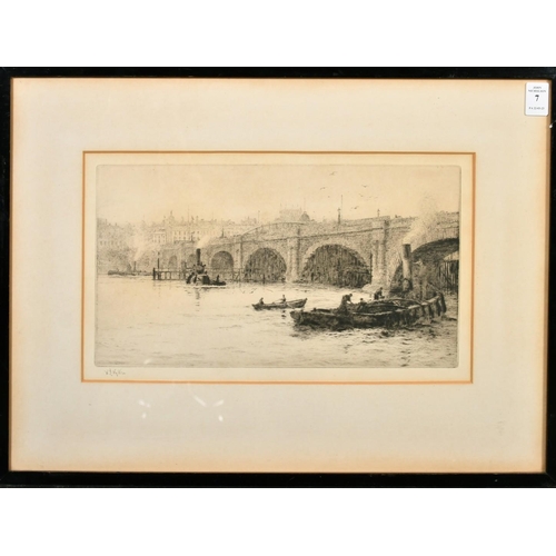 7 - William Lionel Wyllie (1851-1931) British, 'Waterloo Bridge', etching, signed in pencil, 7.5