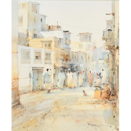 76 - David Howell (b. 1939), a pair of watercolour scenes from Dubai, both signed, one 11